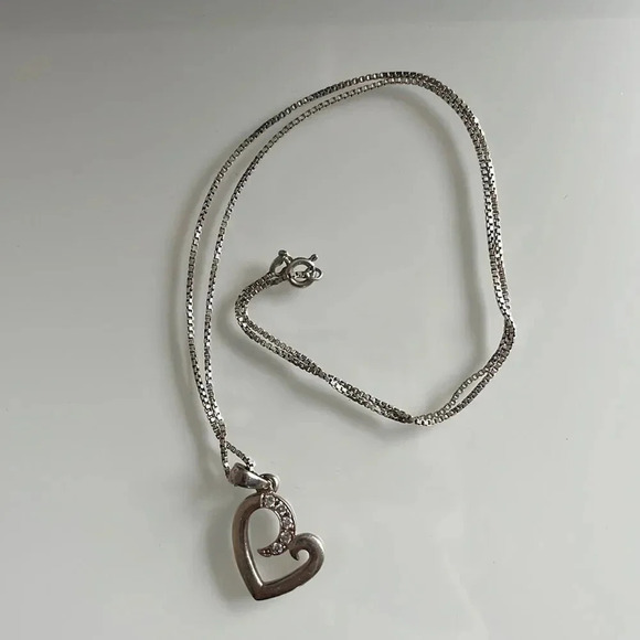 Jewelry - Silver Plated Heart Shaped Necklace  with Charm